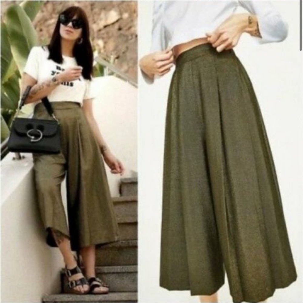 Zara metallic gold gaucho flare pants with shimmer🌟